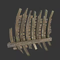 Rustic Wooden Decorative Ornament Set With Curved Slats And Natural Textured Design