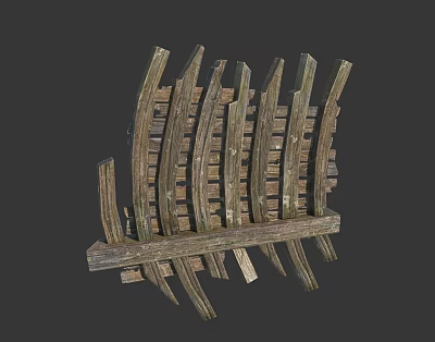 Rustic Wooden Decorative Ornament Set With Curved Slats And Natural Textured Design 3d model