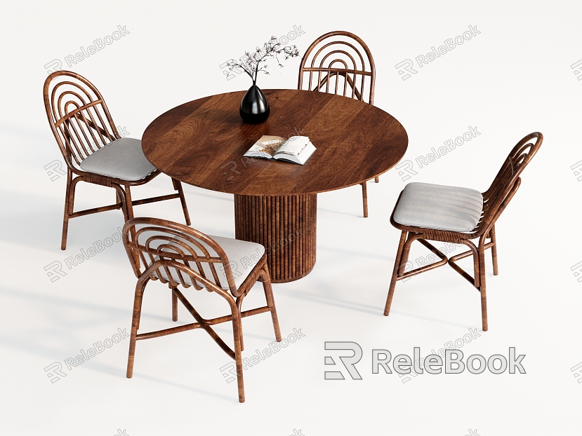 Dining Table and Chair Dining Chair Leisure Chair Decorative Chair Coffee Chair Dining Table Round Table Coffee Table Plant Ornaments model