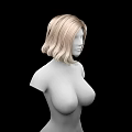 Game Movie Female Character 3D Upper Body Model With Blonde Short Hair And Black Background