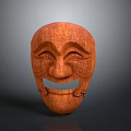 Wooden Smiling Face Mask With Traditional Design And Clear Wood Grain For Daily Life