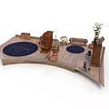 Architectural Living Room Interior Design With Sofa Blue Rug Cabinet Plant And Wooden Floor