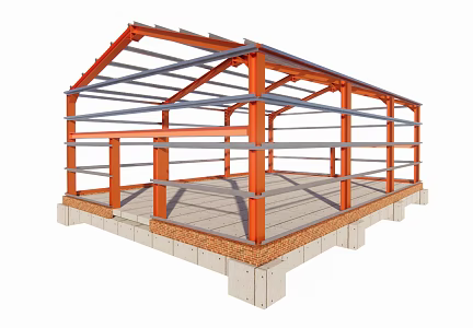 modern steel structure workshop 3d model