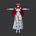 Game And Movie Character With Long Red Hair White Outfit Cloak And Arms Outstretched