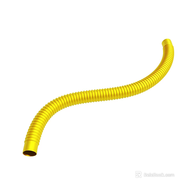 Highly Flexible Yellow Corrugated Hose for Industrial and Home Applications 3d model 