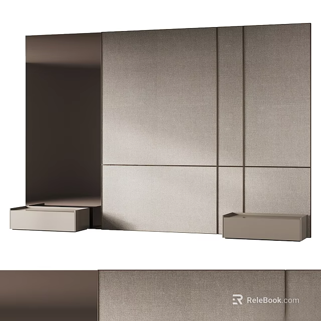 Modern Bedroom Accent Wall With Fabric Panel Design And Side Nightstands 3d model