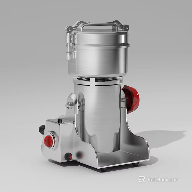 Stainless Steel Industrial Equipment With Red Control Button And Stable Base Structure 3d model
