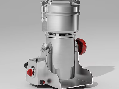 Stainless Steel Industrial Equipment With Red Control Button And Stable Base Structure 3d model