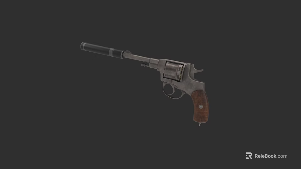 Vintage Revolver With Wooden Grip Metal Barrel And Classic Design 3d model 