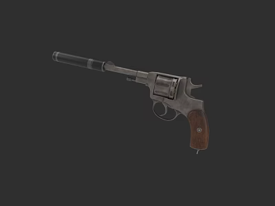 Vintage Revolver With Wooden Grip Metal Barrel And Classic Design 3d model