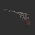 Vintage Revolver With Wooden Grip Metal Barrel And Classic Design