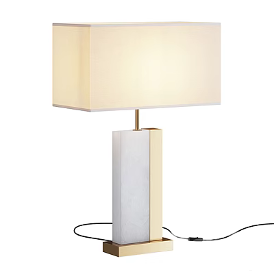 Modern Minimalist Table Lamp With Cream Fabric Shade And White Marble Base 3d model