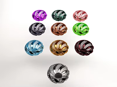 Floral Pattern Vases in Multiple Colors Arranged in Tiered Pyramid Formation 3d model