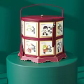 Red Hexagonal Handheld Decorative Box With Cute Cartoon Patterns For Home 3d model