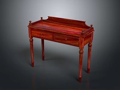 Traditional Solid Wood Console Table With Drawers And Carved Legs 3d model