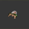 Game Movie Character With Pink Body Green Back And Flaming Top Standing On Textured Ground