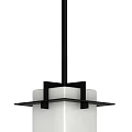 Modern Lighting Combination With Chandelier Wall Sconces White Shades And Black Frames 3d model