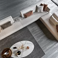 Modern corner sofa coffee table combination 3d model