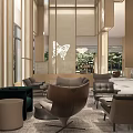 Hotel lobby installation art log veneer lobby 3d model