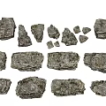 Natural Textured Stone Wood Pieces In Various Shapes And Sizes