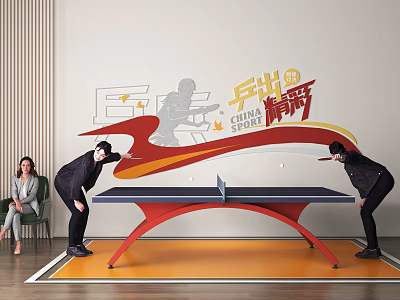 Indoor Table Tennis Fitness Session With Players And Wall Art 3d model Indoor Table Tennis Fitness Session With Players And Wall Art 3d model