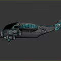 Futuristic Sci Fi Aircraft 3D Model With Blue Green Body Large Propellers And Mechanical Details