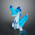Blue And White Mythical Creature Character With Spotted Body Horns And Tail 3D Model Design