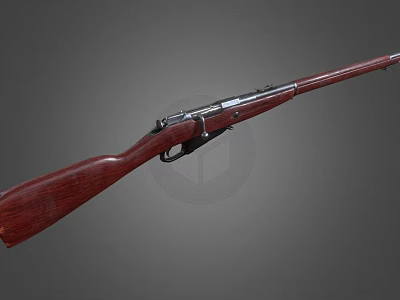 Vintage Bolt Action Rifle With Wooden Stock And Metal Barrel Components 3d model