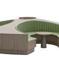 Stylish Modern Public Seating With Circular Multifunctional Sections In Various Color Tones 3d model