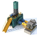 High Performance Industrial Equipment with Green Structure Yellow Staircase and Guardrails