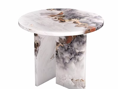 Elegant Circular Marble Table With Natural Veins And Modern Supportive Base 3d model