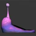 Cartoon Snail Character With Two Big Eyes Pink Blue Body And Spotted Texture