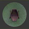 Wooden Lounge Chair on Green Circular Mat with Gray Background