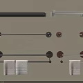 Bathroom Small Accessories Featuring Metal Towel Racks With Black Silver Red Colors And Hanging Towels
