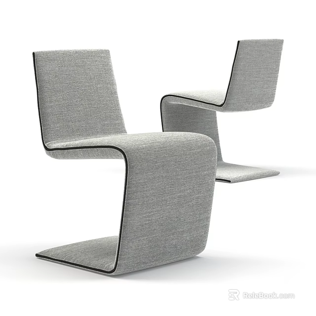 Gray Fabric Leisure Chair With Modern Design And Sleek Curved Lines 3d model 