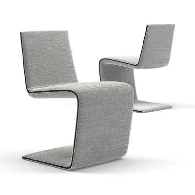 Gray Fabric Leisure Chair With Modern Design And Sleek Curved Lines 3d model