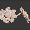 Elegant Rose Gold Flower Shaped Earrings With Sparkling Diamonds And Central Gemstone