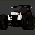 Modern Three Wheeled Motorcycle With Black Body Red Accents Brown Seat And White Parts