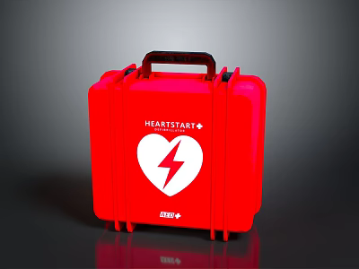 Philips Heartstart Emergency Kit Red Case With White Heart And Lightning Symbol 3d model