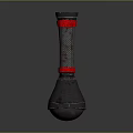 Black Flashlight With Red Straps And Textured Grip Handle Design