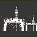 Offshore Oil Drilling Platform Structure With Drilling Tower Crane And Machinery Equipment