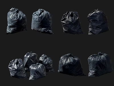 Black Garbage Bags in Various Sizes for Effective Building Waste Collection and Disposal 3d model
