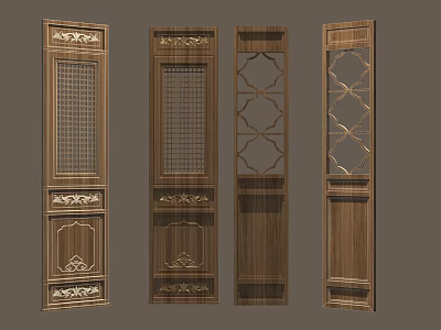 Chinese Traditional Wooden Carved Screens With Intricate Patterns And Designs 3d model