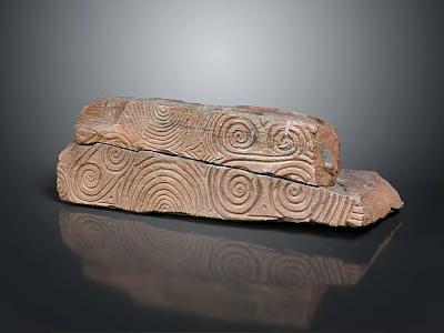 Stone Wood Carved Decorative Pieces With Spiral Patterns And Stacked Textured Design 3d model