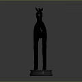 Elegant Minimalist Black Horse Sculpture With Gray Base And Modern Design
