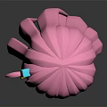 Cute Cartoon Character 3D Head Model With Pink Long Hair And Colorful Hair Accessory