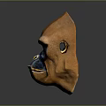 Orange Low Poly Gorilla Head Sculpture With Detailed Facial Features Against Gray Background And Reflection