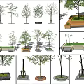Diverse Tree Pit Designs With Seating Options Various Materials And Shapes 3d model