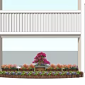 Vibrant Floral Display With Central Bouquet And Colorful Flowers Along Wooden Fence