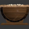 Wooden Container Filled With Straw And White Eggs On Dark Background